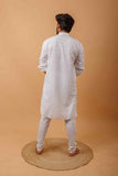 Arsh Handcrafted White Neck Embroidered Jute Cotton Men's Kurta