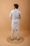 Arsh Handcrafted Self-Checked Hand Embroidered Pure Cotton Men's Kurta