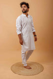 Arsh Handcrafted Self-Checked Hand Embroidered Pure Cotton Men's Kurta