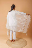 Arsh Handcrafted Kota Check Chanderi Chikankari Dupatta