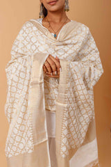 Arsh Handcrafted Chikankari on Banarasi Dupatta