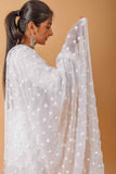 Arsh Handcrafted Chikankari Pakki Heavy Keel All over White Dupatta