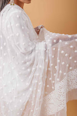 Arsh Handcrafted Chikankari Pakki Heavy Keel All over White Dupatta