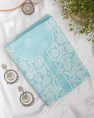 Arsh Handcrafted Arctic Blue Georgette Unstitched Chikankari 3pc Suit