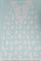 Arsh Handcrafted Arctic Blue Georgette Unstitched Chikankari 3pc Suit