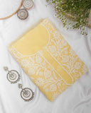 Arsh Handcrafted English Lemon yellow Georgette Unstitched Chikankari 3pc Suit