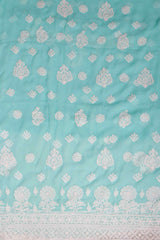 Arsh Handcrafted Sea Green Georgette Unstitched Chikankari 3pc Suit