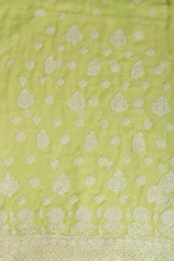 Arsh Handcrafted Neon Green Georgette Unstitched Chikankari 3pc Suit