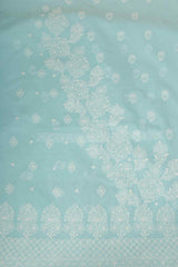 Arsh Handcrafted Sky Blue Cotton Unstitched Chikankari 3pc Suit