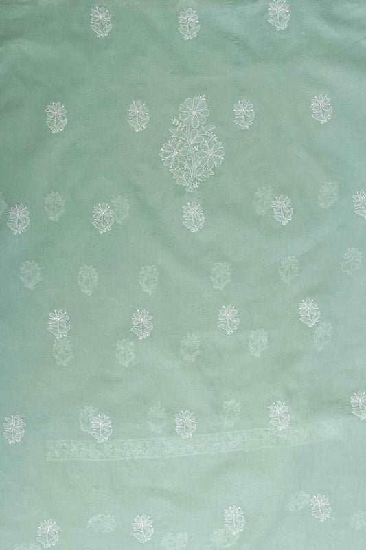 Arsh Handcrafted Forest Green Cotton Unstitched Chikankari 3pc Suit