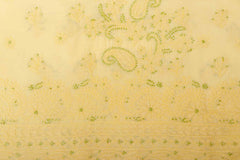 Arsh Handcrafted  Lemon Yellow Cotton Unstitched Chikankari 3pc Suit