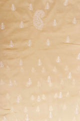 Arsh Handcrafted Khaki coloured Cotton Unstitched Daraj Chikankari 3pc Suit