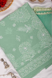 Arsh Handcrafted Fern Green Cotton Unstitched Chikankari 3pc Suit