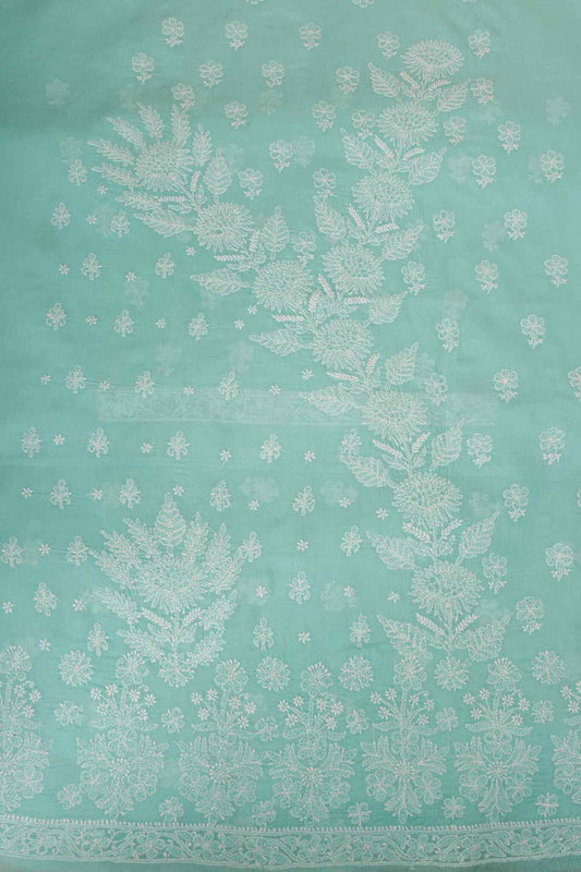 Arsh Handcrafted Sea Green Cotton Unstitched Chikankari 3pc Suit