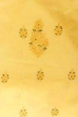 Arsh Handcrafted Mango Yellow Cotton Unstitched Chikankari 3pc Suit