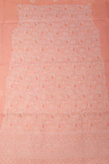 Arsh Handcrafted Peach Cotton Unstitched Chikankari Front Jaal 3pc Suit