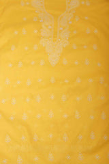 Arsh Handcrafted Pastel Yellow Cotton Unstitched Chikankari 3pc Suit