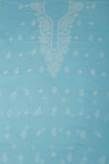 Arsh Handcrafted Sky Blue Cotton Unstitched Chikankari 3pc Suit