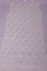 Arsh Handcrafted Purple Cotton Unstitched Chikankari Front Jaal 3pc Suit