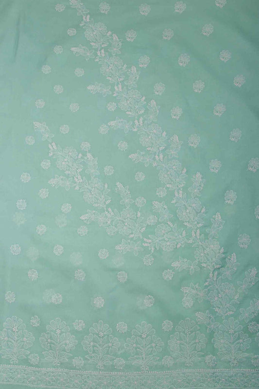 Arsh Handcrafted Sea Green Cotton Unstitched Chikankari 3pc Suit