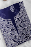 Arsh Handcrafted Navy Blue Georgette Unstitched Chikankari 3pc Suit