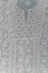 Arsh Handcrafted Grey Georgette Unstitched Chikankari 3pc Suit