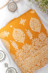 Arsh Handcrafted Mustard Orange Georgette Unstitched Chikankari 3pc Suit