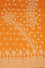 Arsh Handcrafted Mustard Orange Georgette Unstitched Chikankari 3pc Suit