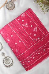 Arsh Handcrafted Hot Pink Georgette Unstitched Chikankari 3pc Suit