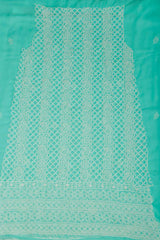 Arsh Handcrafted Sea Green Georgette Unstitched Chikankari 3pc Suit