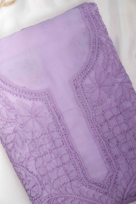 Arsh Handcrafted Purple Georgette Unstitched Chikankari 3pc Suit