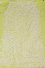 Arsh Handcrafted Neon Green Georgette Unstitched Chikankari 3pc Suit