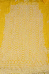 Arsh Handcrafted Mango Yellow Georgette Unstitched Chikankari 3pc Suit