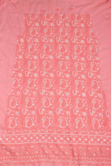 Arsh Handcrafted Light Peach Georgette Unstitched Chikankari 3pc Suit