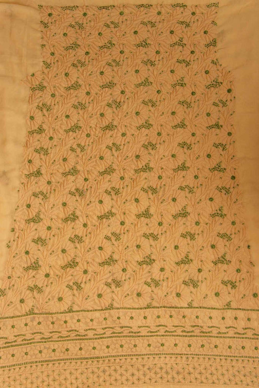 Arsh Handcrafted Light Brown Georgette Unstitched Chikankari 3pc Suit