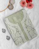 Arsh Handcrafted Moss Georgette Unstitched Chikankari 3pc Suit