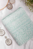 Arsh Handcrafted Mint Green Georgette Unstitched Chikankari 3pc Suit