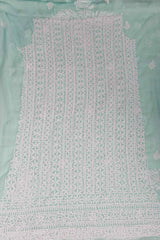 Arsh Handcrafted Mint Green Georgette Unstitched Chikankari 3pc Suit