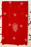 Arsh Handcrafted Red Cotton Unstitched Chikankari 3pc Suit