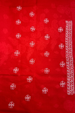 Arsh Handcrafted Red Cotton Unstitched Chikankari 3pc Suit