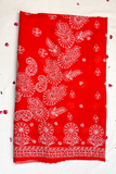 Arsh Handcrafted Red Cotton Unstitched Chikankari 3pc Suit