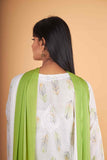 Arsh Handcrafted MulMul Cotton 3pc Kurti, Pant and Dupatta Chikankari Set